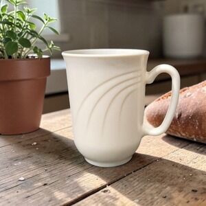 Arcoroc Cypress Coffee Mug, Vintage Off White Embossed Replacement Drinkware